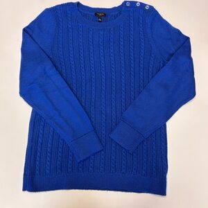 Talbots Royal Blue Cable Knit Crewneck Sweater